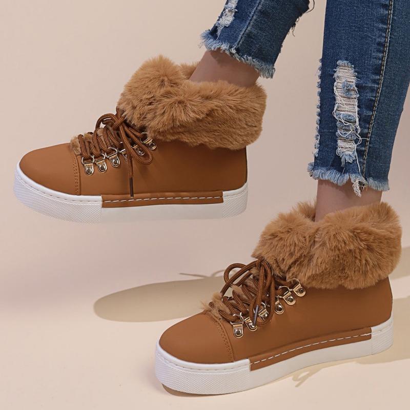 European and American Short Snow Boots for Women's 2024 Winter New Suede Plush Casual Short Boots Zapatillas De Mujer Sneakers