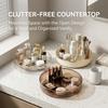 360 Rotating Makeup Organizer Vanity Tray Round PET Plastic Perfume Stand Cosmetic Skincare Bedroom Bathroom Storage Shelf Rack