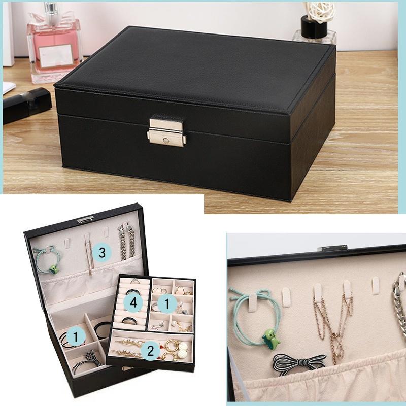 2layer PU Leather Wrist Watch Jewelry Display Box Women Fashion Jewelry Earring Storage