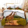 Deer Duvet Cover Set King Polyester Bedding Set For Kid Children Gift Bedding Set 3D Animal Giraffe Purple Theme Comforter Cover