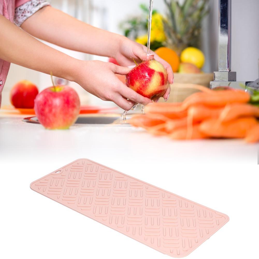 Multiple Optional Color Water Drying Pad Silicone Sink Anti-slip Cushion Tableware  Mat  Bathroom