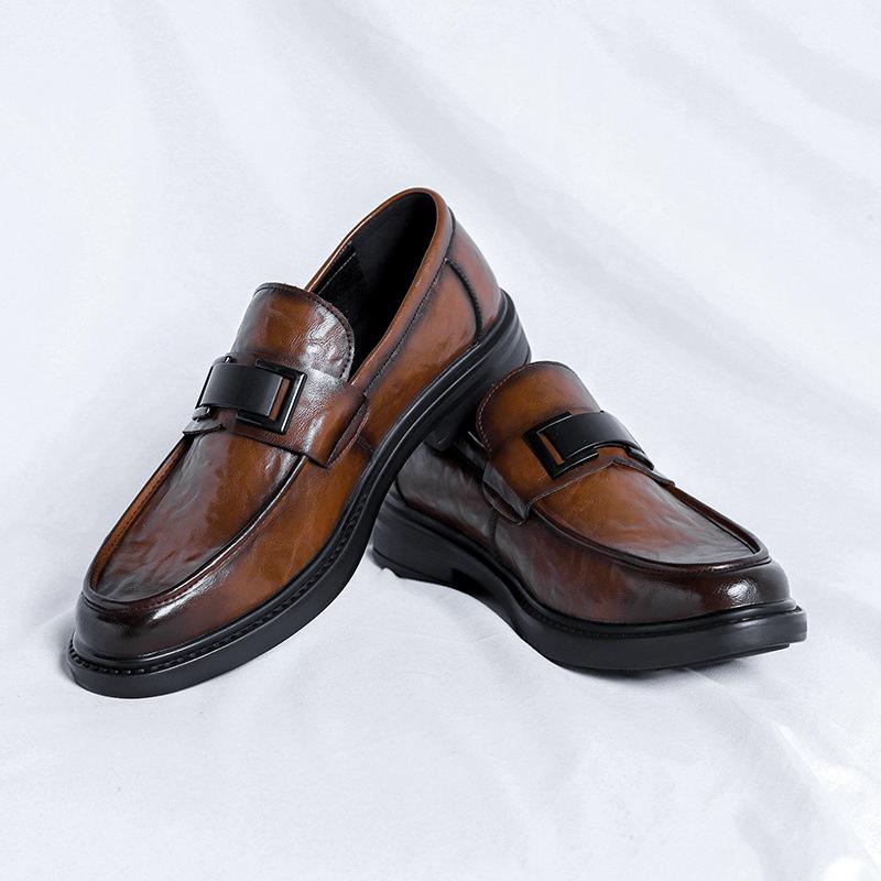 Summer men's leather soft-faced leather shoes wedding dress business casual one-pedal foot cover lazy shoes 21016-R