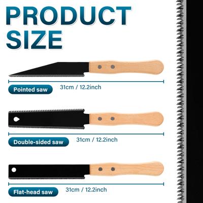 3PcsJapanese Style Hand Saw Single Double Sided Fine Tooth Wood Saw SK5 Steel Flexible Hand Saw Garden Hand Tool for Woodworking