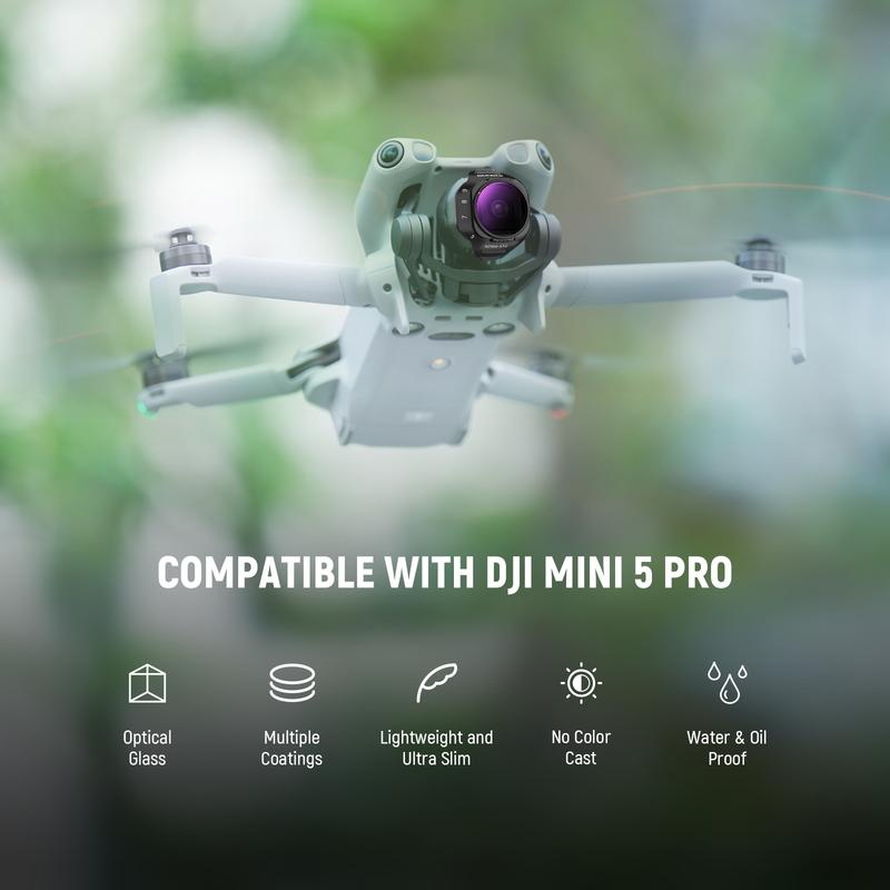 NEEWER Variable ND Filter Set For DJI Mini 5 Pro Drone Camera (ND2-32 + ND64-512), Adjustable Neutral Density Optical Glass