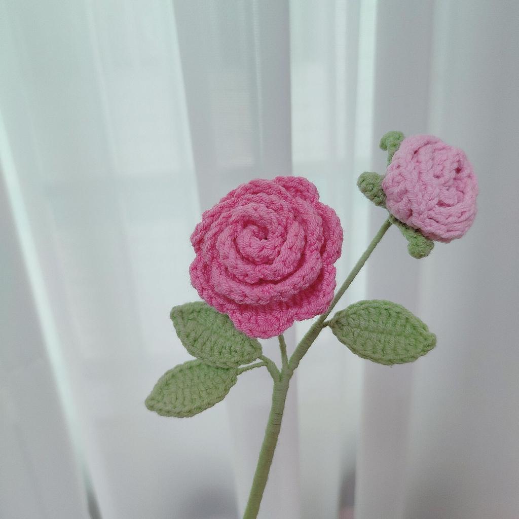 Mini Rose Crochet Flowers Creative Knitted Flowers Crochet Woven Flower Bouquet Wedding Party Home Decor Gift