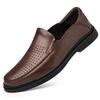 Business Men Genuine Leather Shoes Leather Anti-slip Rubber Loafers  Man Casual Shoes Summer Breathable Hollow Out Leather Shoes