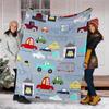 Cute Cars Theme Printed Blanket - Perfect for Couch, Bed, Travel & Outdoor Use | Machine Washable, Cozy & Durable.