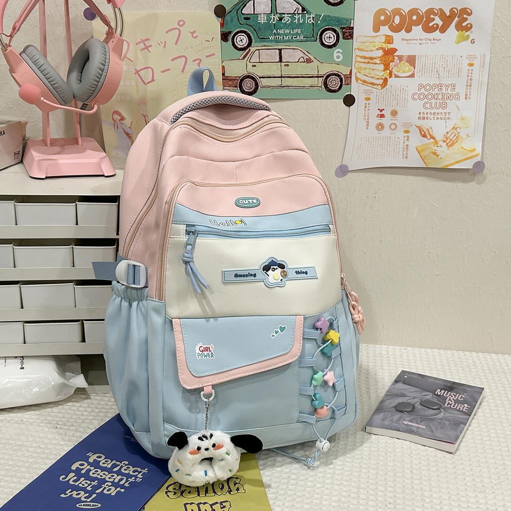 Schoolbag1011 new Korean students schoolbag college wind junior high school students large capacity backpack dopamine color matching backpack