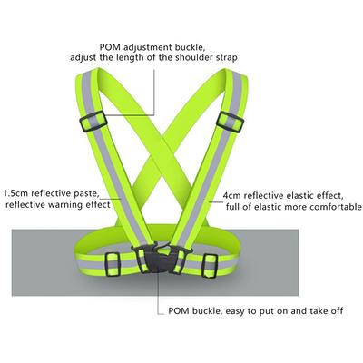 Vesta de Siguranță reflectorizantă pentru Alergare Nocturnă și Ciclism, cu Curele Reflectorizante, Reglabilă, cu Bandă Elastică pentru Adulți și Copii