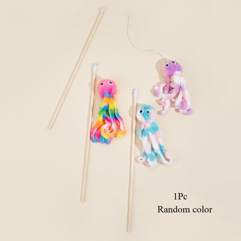 

Cat Interactive Toy Octopus Shape Plush Cat Stick Kitten Bite Resistant Teeth Interactive Toy Cats Rod Wand Toy Cat Supplies