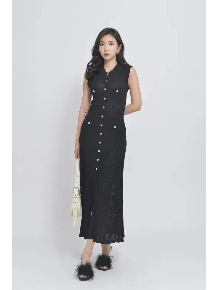 2025 Summer French Chic Sleeveless Knitted Midi Dress