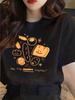 Women's Cute Bear and Bread Print T-Shirt- Soft, Loose-fitting Short-sleeve Round-neck Top, Cute Bear and Bread Breakfast Design, Perfect for Casual S