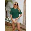 Spring Summer Women's Loose Crew Neck Short Sleeve T-shirt Lace Patchwork Top for Amazon Cross-border Trade, In Stock