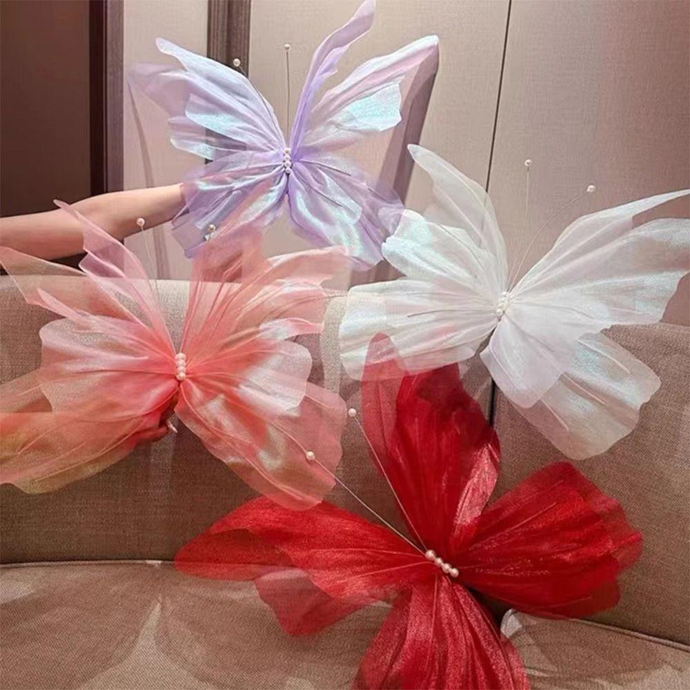 50cm Big 3D Butterfly Artificial Material Real Yarn Mesh Yarn Flower Hollow Design Large Size Simulation Butterfly