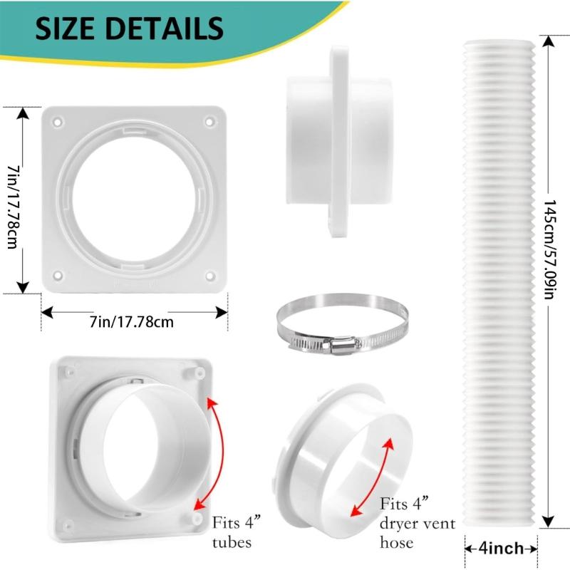 Comprehensive Dryer Vent Kit Includes Wall Flange Adapter and 1.5m Aluminum Foil Hose for Complete Installation Setups