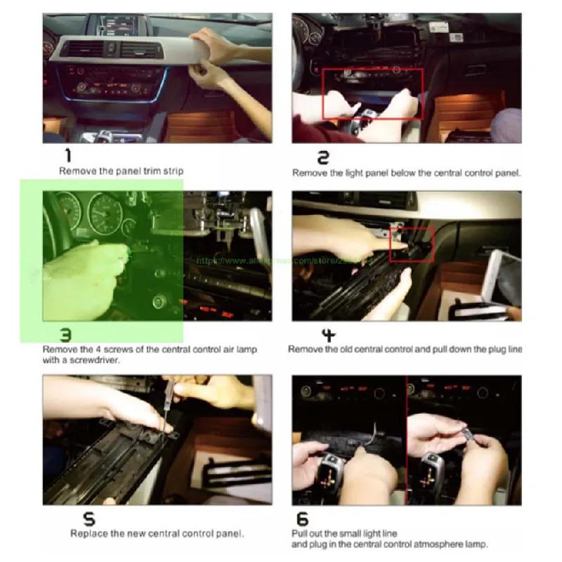 

For BMW 3 & 4 series F30 LCI radio trim led dashboard center console AC panel light with blue and orange color