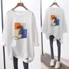 Women's Thickened Fleece Lined Pure Cotton White Long Sleeve T-Shirt - Korean Style Mid-Length Base Layer for Autumn and Spring