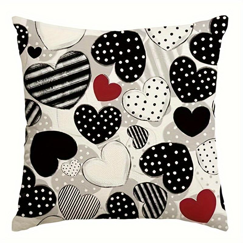 Home Decor Heart Patterns: P.S. Love You &amp; Be Mine Pattern Cushion Cover Suitable For Sofa Bedroom Car Pillow Cover