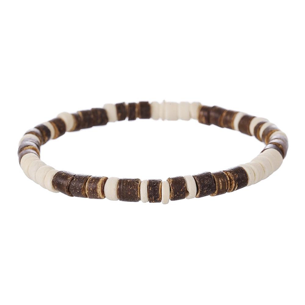 

Бирюзовый браслет из бусин кокосовой скорлупы - Винтажный племенной стиль для мужчин и женщин