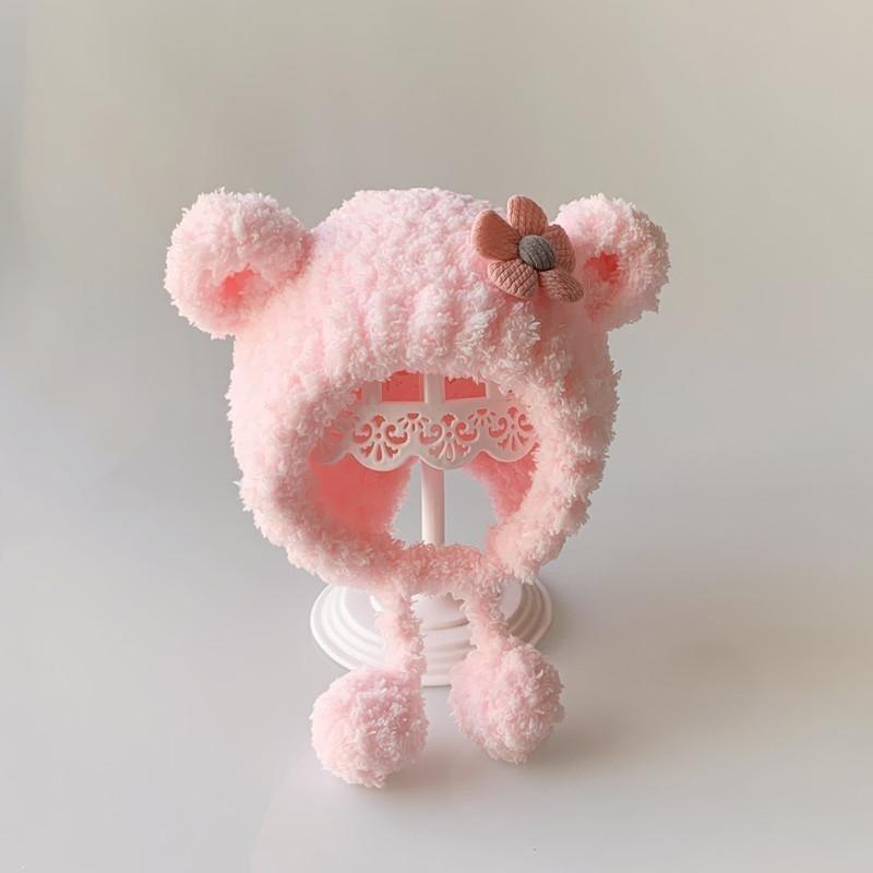 Baby Cute Hat Winter Thickened Cold Warm Scarf 0-3-6 Months Little Princess Fleece Hat Ear Protector