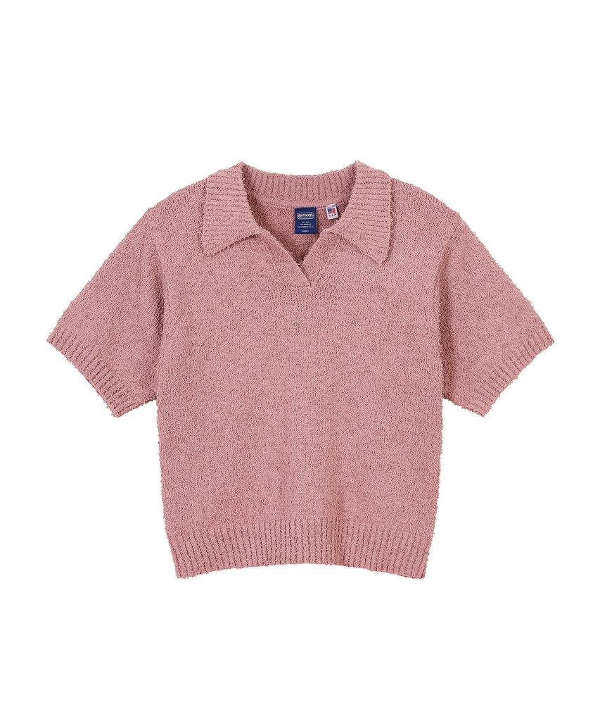 OUTDOOR PRODUCTS W Open Collar Crop Knit (Pink)