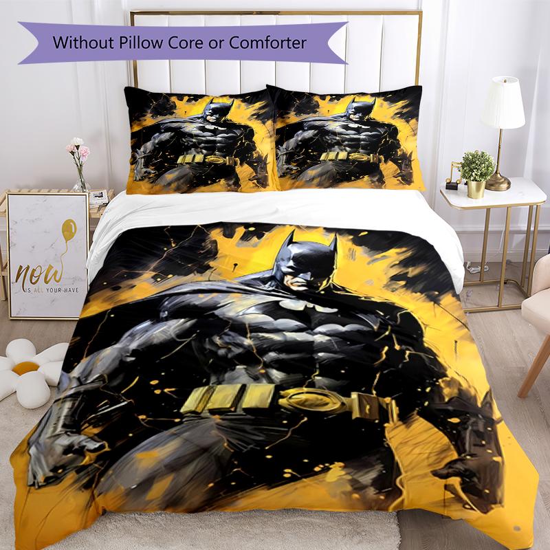 3pcs Batman Bedding Set Duvet Cover Closure Includes 1 Duvet Cover & 2 Pillowcases, Soft and Comfortable for All Seasons.