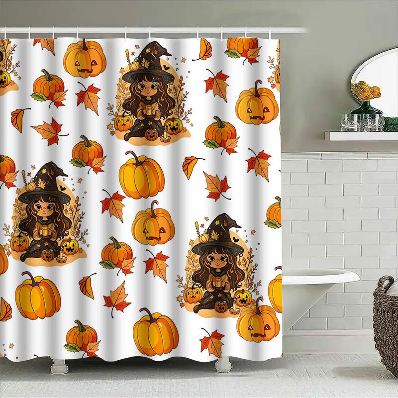 

Tuniu Cute Witch Halloween Shower Curtain For Girls Kids Baby Room Decor W60H190(CM)-1 Pcs