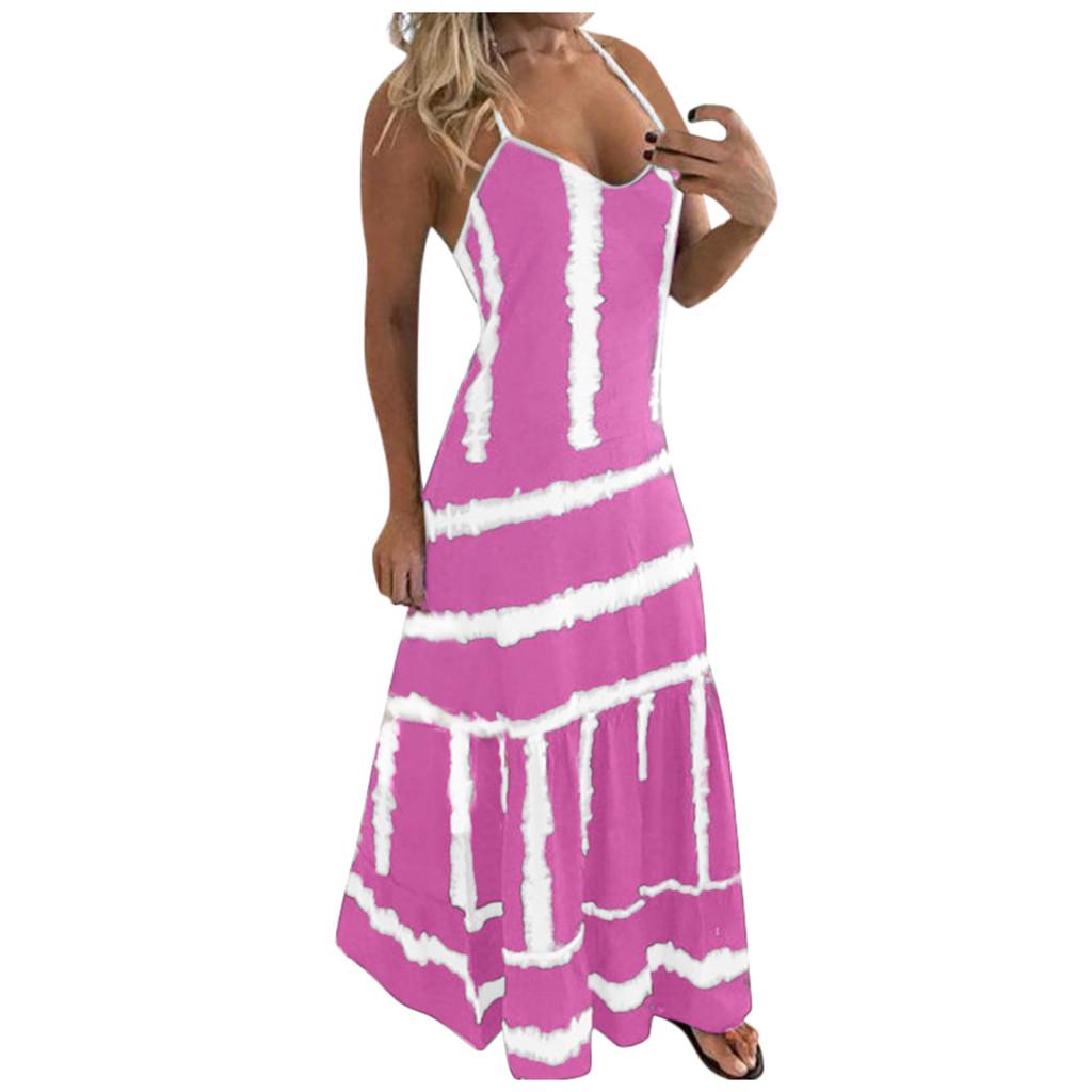 Womens Tie-Dye Beach Pullover Maxi Boho Sundress Ladies Loose Long Slip Dress