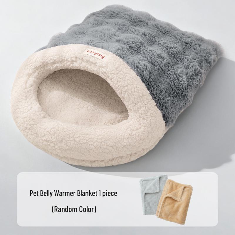 Cozy Semi-Enclosed Cat & Dog Sleeping Bag Bed - Winter & All-Season Use