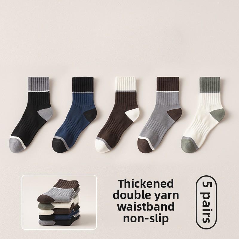 

5 пар мужских осенне-зимних носков из чистого хлопка, впитывающих пот, дезодорирующих, толстых, теплых, цветных, Collision, без носков 5 Pairs