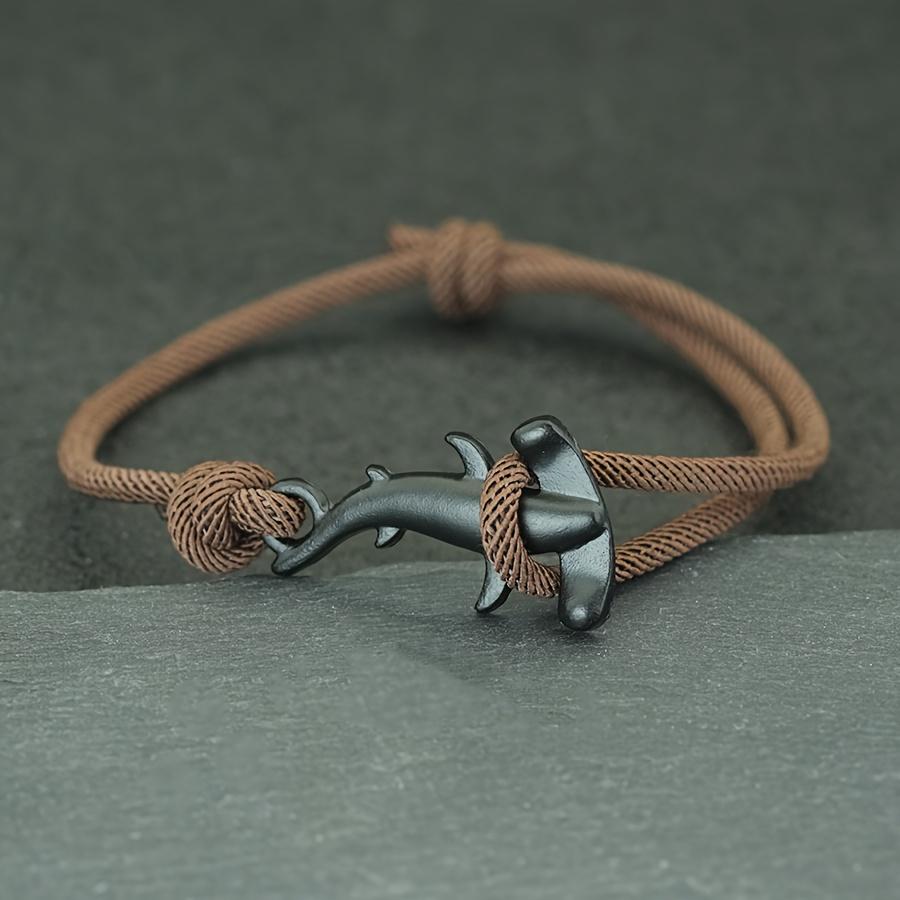 Ocean Breeze Single-Layer Adjustable Flat-Head Shark Bracelet for Women and Men, Vacation Style