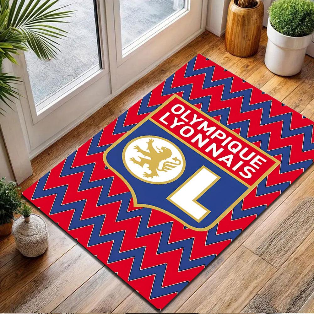 Olympique Lyonnais Football Logo Rug Patterned carpet, non slip mat suitable for living room and bedroom sofas