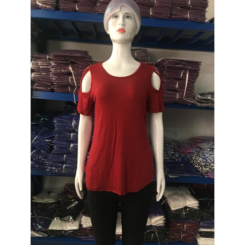 Koszulki damskie Wiosna Lato Krzyż Pasek Odkryte Ramię Krótki Rękaw Okrągły Dekolt Dopasowany Dopasowany T-shirty Damskie