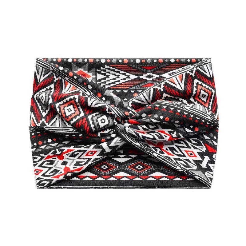 European and American Bohemian Elastic Cross Headband with Paisley Pattern and Knotted Design