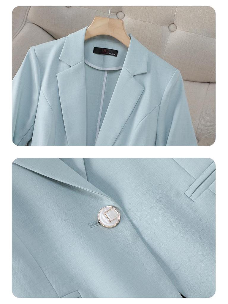 Damen Blauer Ärmel Anzugjacke - Frühling & Sommer Koreanischer Stil, Petite Lässig Formell