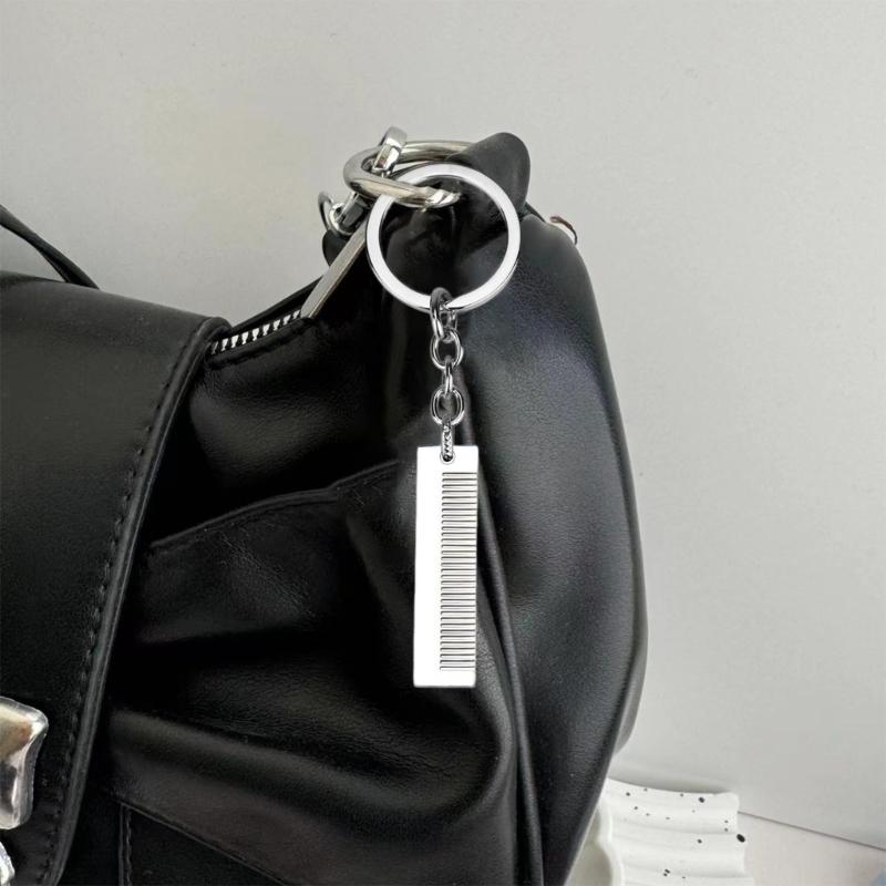 Hip Hop Style Keyring Titaniums Comb Pendant Keychain Edgy  Hair Styling Accessory for Fashion Women and Trendsetters