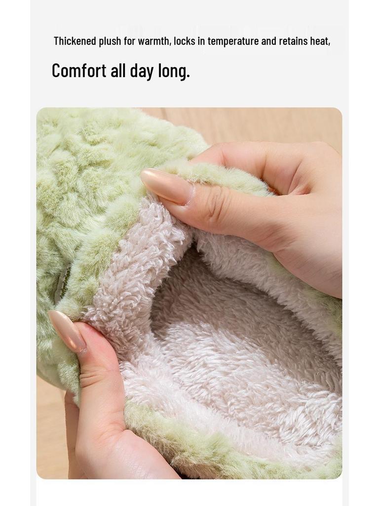 Pánské a dámské teplé, protiskluzové, plyšové bavlněné pantofle se silnou podrážkou na podzim/zimu