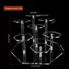 Clear Acrylic Hexagonal Display Rack Storage Stand For Doll Figures Jewelry Cosmetics Headset Collectibles Cupcake Dessert