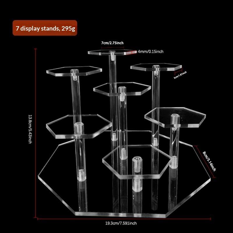 Clear Acrylic Hexagonal Display Rack Storage Stand For Doll Figures Jewelry Cosmetics Headset Collectibles Cupcake Dessert