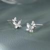 Double Butterfly Zirconia Stud Earrings: Sweet, Fashionable Jewelry for Women
