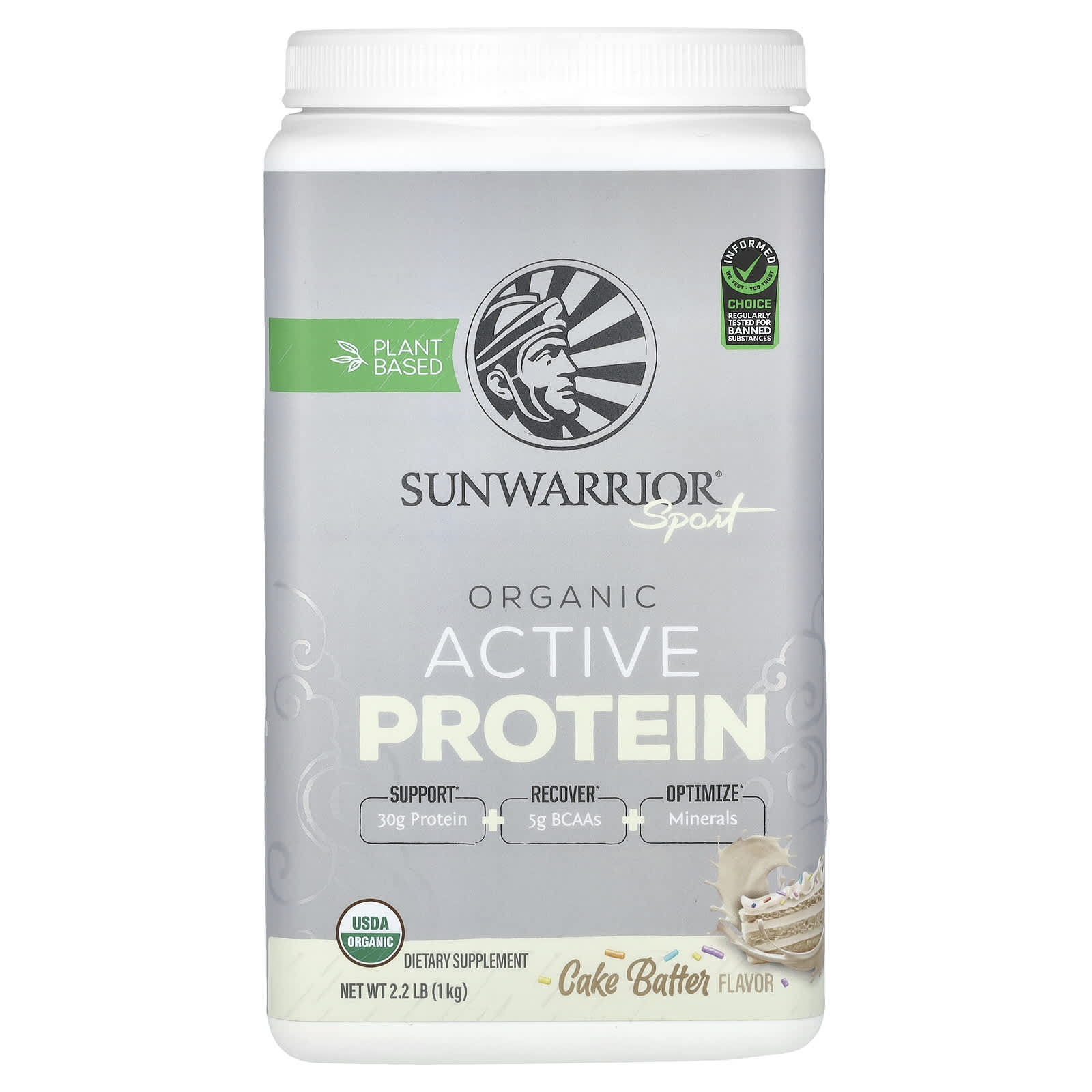 

Sunwarrior, Sport, Organic Activated Protein, Cake Batter, 2.2 lb (1 kg)