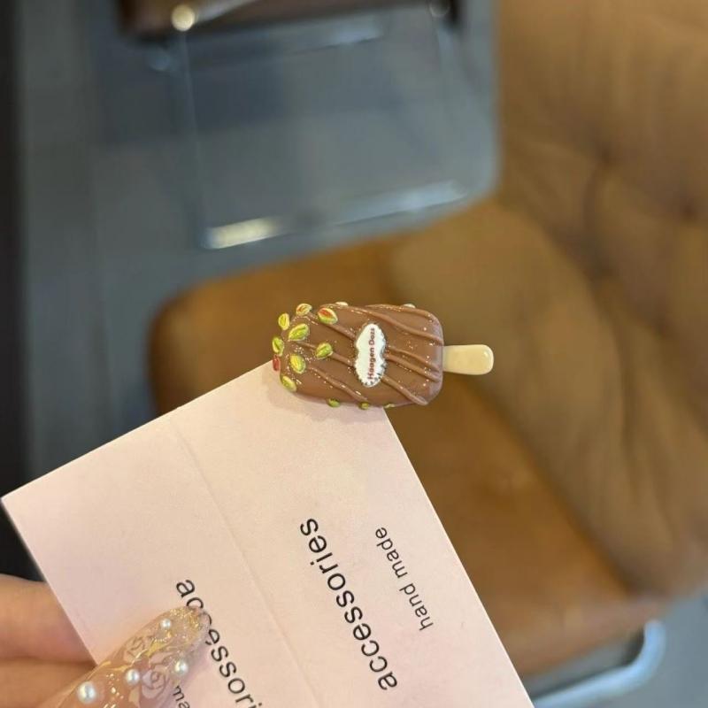 5pcs/set Baby Cute Mini Chocolate Ice Cream Style Hair Accessories Versatile Hair Cards for Children And Hair Clips Creative Cartoon