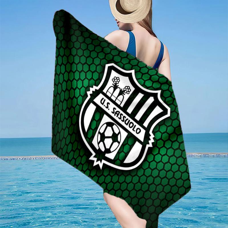 1PC Sassuolo Football Crest Design Beach Towel - Soft, Absorbent Microfiber, Lightweight, Ideal for The Beach, Parties, Travel, Camping fan gifts