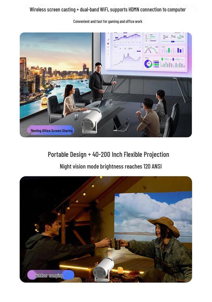 HY300 Smart Projector: Portable 720P LCD with Android 11, Supports HD & 4K