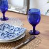Dolce duo Pair of Water Glasses Blue Made in Dishwasher (Stylish Goblets) (Gift Wrapped) Japan, Safe, 340ml, DAM-366