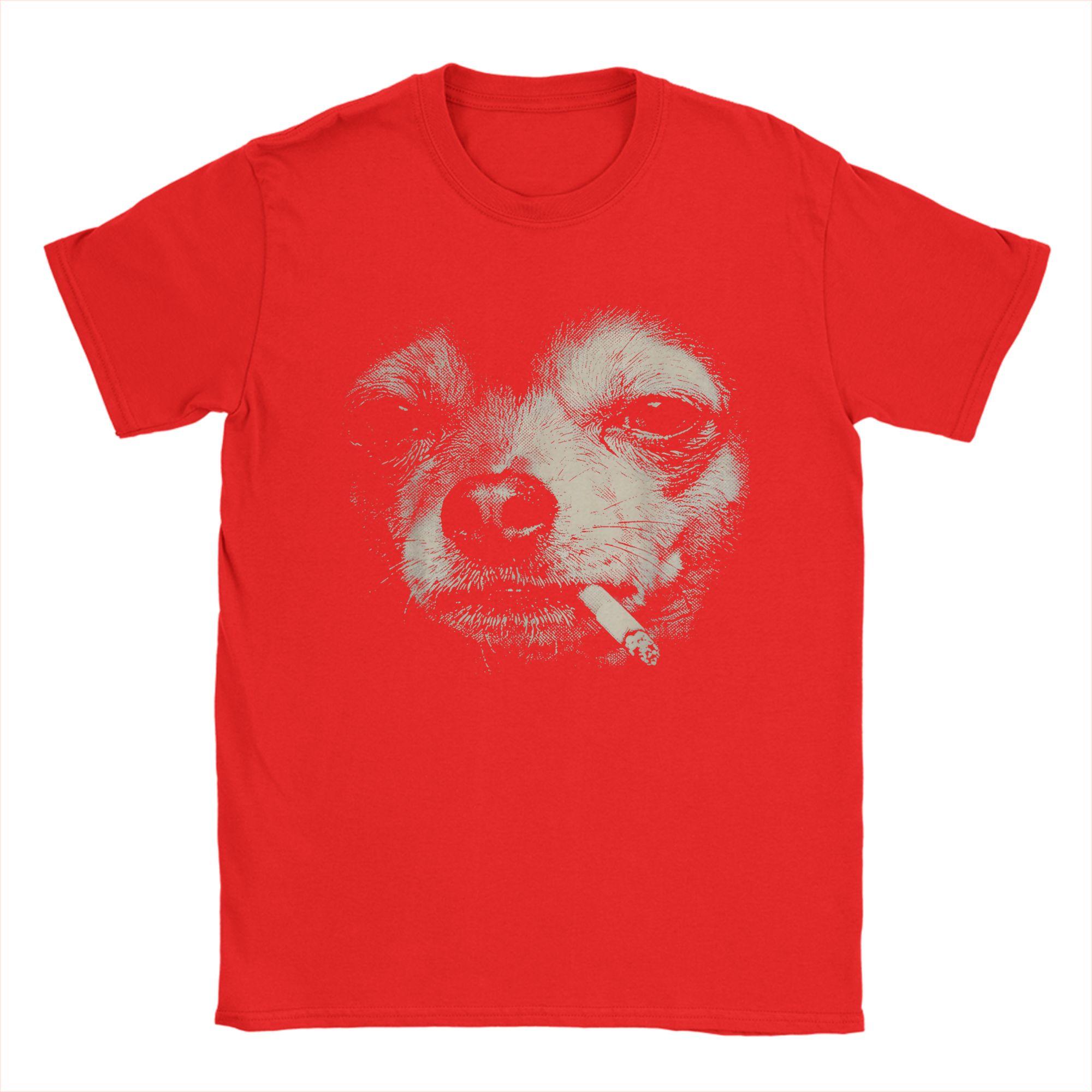 Dog Smoking Cigarette Funny Chihuahua Meme TShirt Summer Popular T Shirts Male Cotton Oversized Tees Short Sleeve Funny Tops S