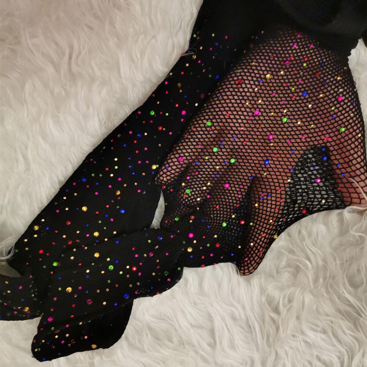 

Rhinestone Pantyhose Women Lingerie Sexy Lace Mesh Fishnet Stockings Women Tights Diamond Shiny Nightclub Pantyhose Tights Women High Quality One Size
