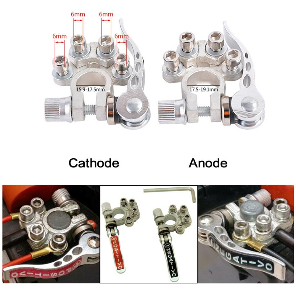 1 Pair Car Battery Terminal Quick Disconnect Auto Cables Connectors Clamps 12V 24V Terminal Clamp 4 Way Car Batteries Top Post