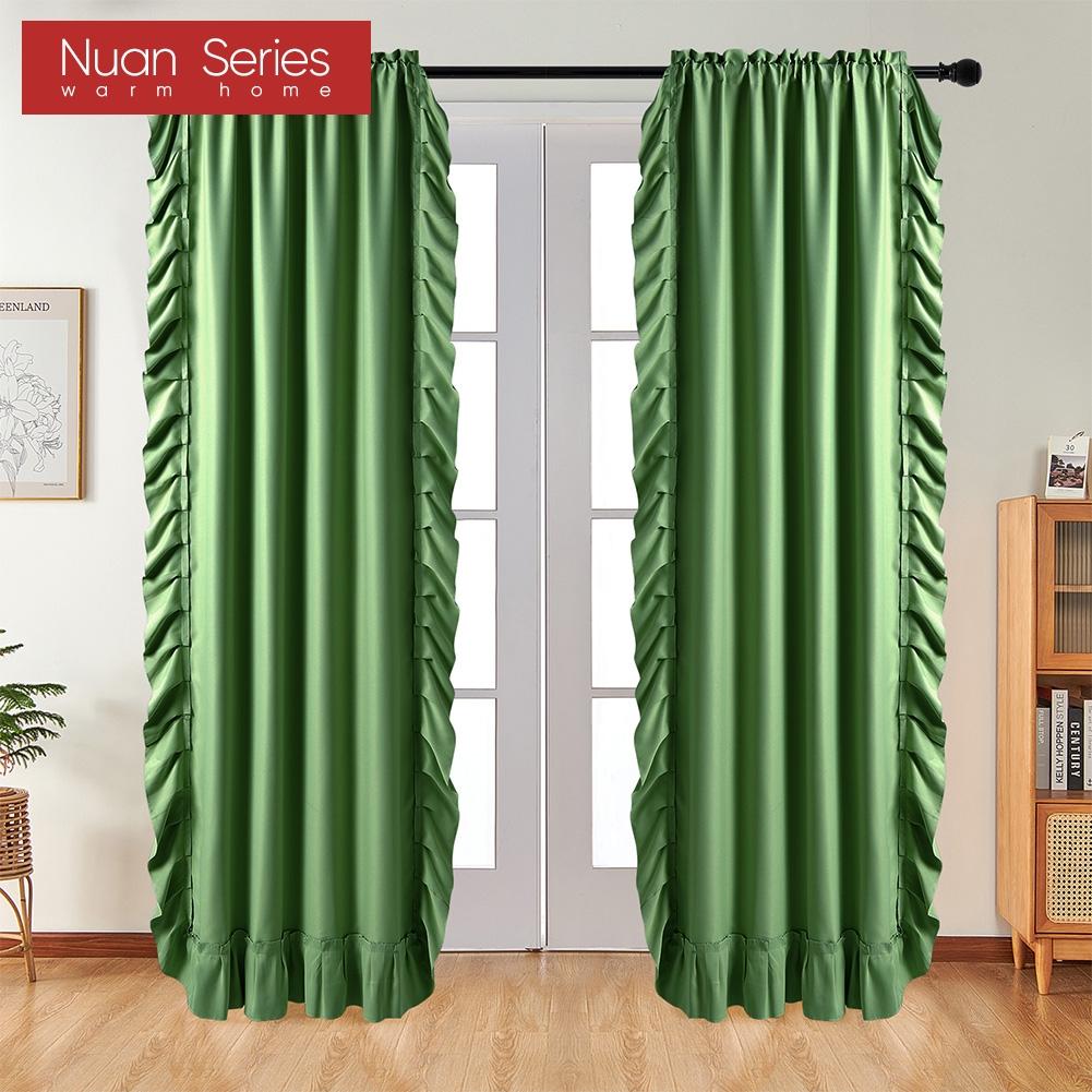 1 Stück, Nuan-Serie, 70–80 % Verdunkelung, einfarbige Verdunkelungsvorhänge mit gerüschtem Rand für die Heimdekoration im Wohnzimmer, Schlafzimmer