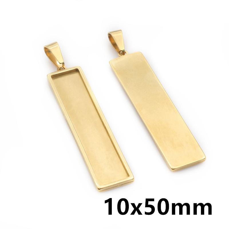 5pcs Stainless Steel 10x25mm 10x50mm Inner Size Rectangle Square Pendant Cabochon Blank Base Setting Tray for DIY Jewelry Making